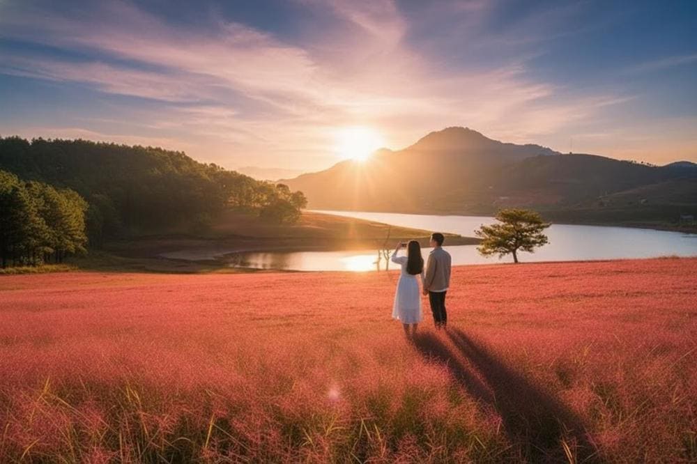 Hồ Suối V&agrave;ng nổi bật v&agrave; thu h&uacute;t du kh&aacute;ch với vẻ đẹp l&atilde;ng mạn, thơ mộng.